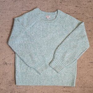 J. Crew 20% Wool, 6% Alp Women,'s Green Honeycomb Ballon-sleeve Sweater, Preow